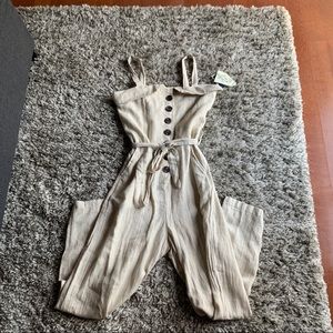 NWT khaki linen jumpsuit